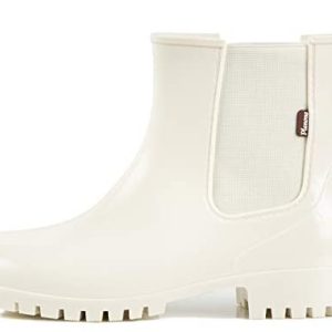 planone Brief rain Boots for Girls and Waterproof Backyard Sneakers,Anti-Slipping White Chelsea Rainboots for Women with Comfy Insoles,Fashionable Gentle Ankle rain Sneakers and Outside Work Sneakers