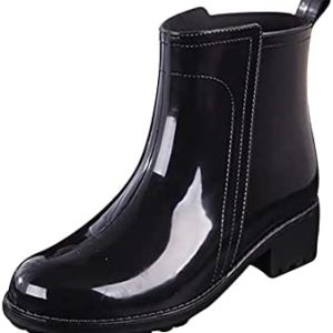 Adeliber Work Boots for Ladies Strong Shade Vogue Informal Consolation Out of doors Strolling No-Slip Unisex Brief Ankle Rain Boots Slip On Water Footwear Ladies’s Winter Boots