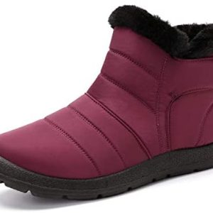 gracosy Girls’s Winter Snow Boots Fur Lined Heat Ankle Booties Outside Waterproof Slip on Sneakers Footwear