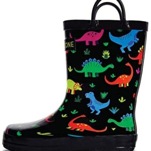 LONECONE Rain Boots with Straightforward-On Handles in Enjoyable Patterns & Stable Colours for Toddlers and Children