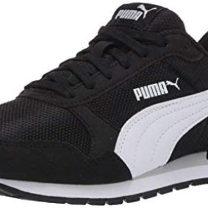 PUMA Unisex-Baby Carson 2 Metallic Mesh Hook and Loop Sneaker Black-Gold, 4 Toddler