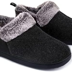 ULTRAIDEAS Ladies’s Cozy Reminiscence Foam Slippers with Heat Plush Fake Fur Lining, Wool-Like Mix Micro Suede Home Footwear with Indoor Outside Rubber Sole