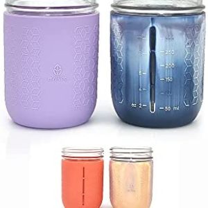 minliving Silicone Mason Jar Sleeves, Cup Holder 2 Pack Value Combo Anti-slip protection – Fits 16oz WIDE mouth Jelly Canning, Ball and Kerr Jars (2, Dusk)