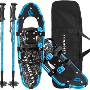 COMMOUDS Lightweight Snow Shoes for Men Women Youth Boys Girls, Fully Adjustable Bindings, 21/25/30 Inches Aluminum Alloy Terrain Snowshoes with Trekking Poles and Carrying Bag
