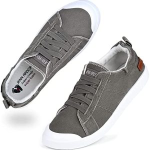 JENN ARDOR Women’s Canvas Sneaker Slip-ons Loafers Shoes for Womens 2022 Fashion Casual Canvas Round Toe Soft Comfortable Walking Flats
