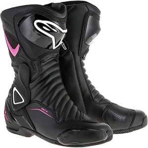 Alpinestars Women’s Stella SMX-6 v2 Vented Street Motorcycle Boot, Black/Pink/White