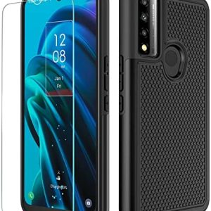 for TCL 30 XE 5G Case: Drop Protective Military Grade Armor Case Cover | Sturdy Anti-Slip Grip & Shock-Proof Silicone TPU Bumper | Dual-Layer Heavy Duty Protection Phone Case – Black