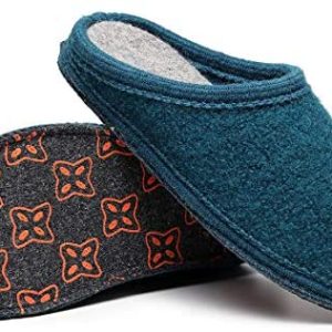 LE KAPMOZ Ladies’s Boiled Wool Home Slippers Breathable Sweat Free Clog Slip on Mule Indoor/Outside Slipper